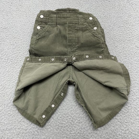 Old Navy Corduroy Bibs Baby 6/12 month Green Cargo Overalls Pockets Pants Unisex - Picture 9 of 11